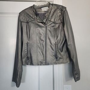 Bar III Gunmetal Gray pleather jacket sz XL